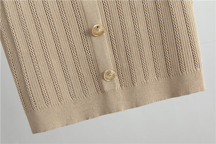 【set】長袖カーディガン＋タンクトップ+スカートニット3点セットF7951