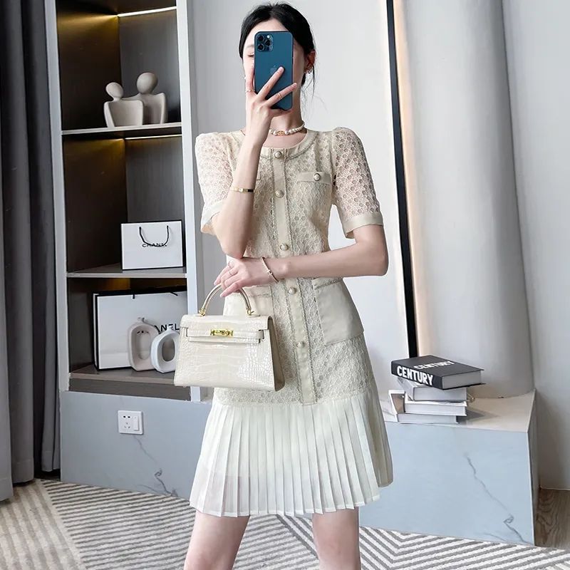 【dress】ファッションツイードデートワンピースG21693