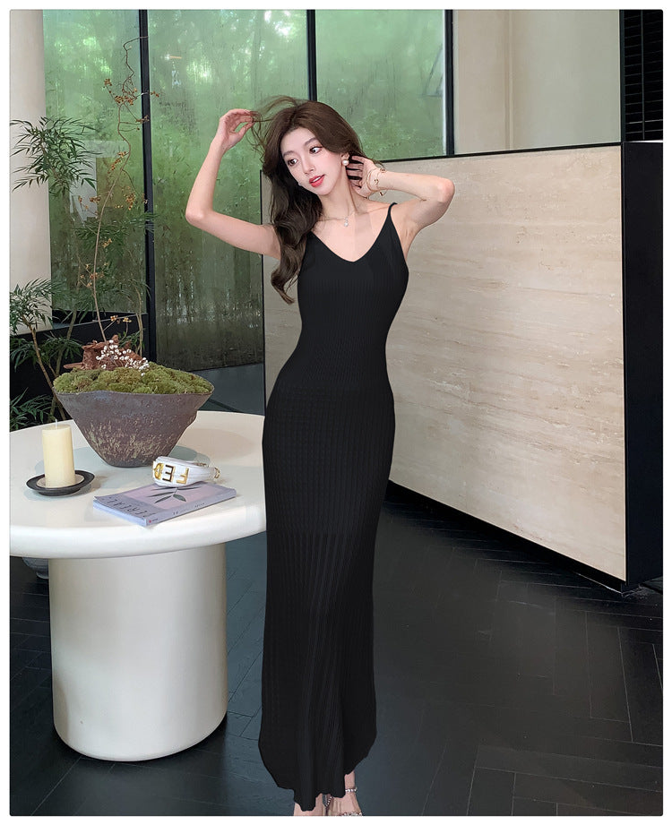 【dress】透かし彫りニットキャミワンピースG22593