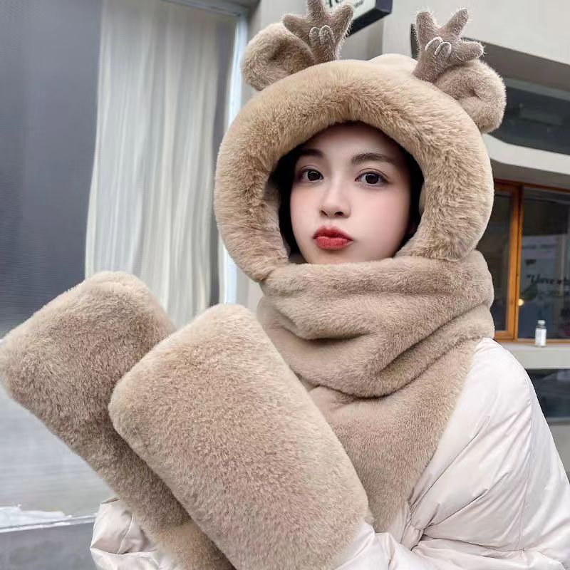 【小物】あったか一体化帽子F8310