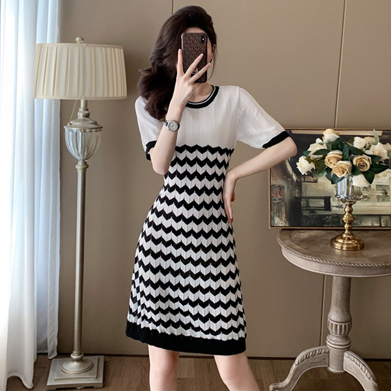 【dress】ストライプ柄ニットワンピースG21717