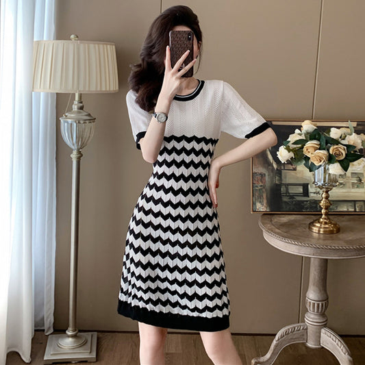 【dress】ストライプ柄ニットワンピースG21717