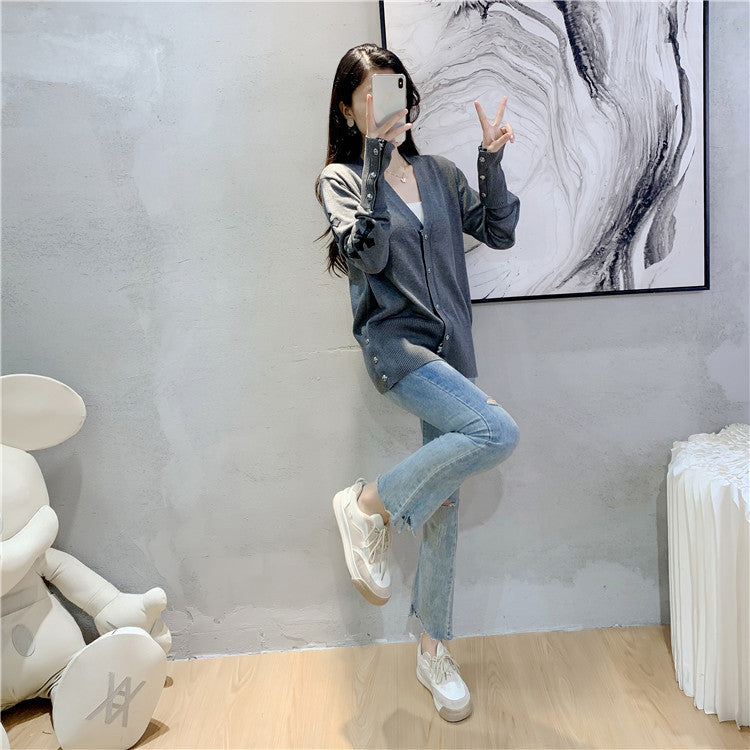 【outer】3色VネックニットカーディガンG23451