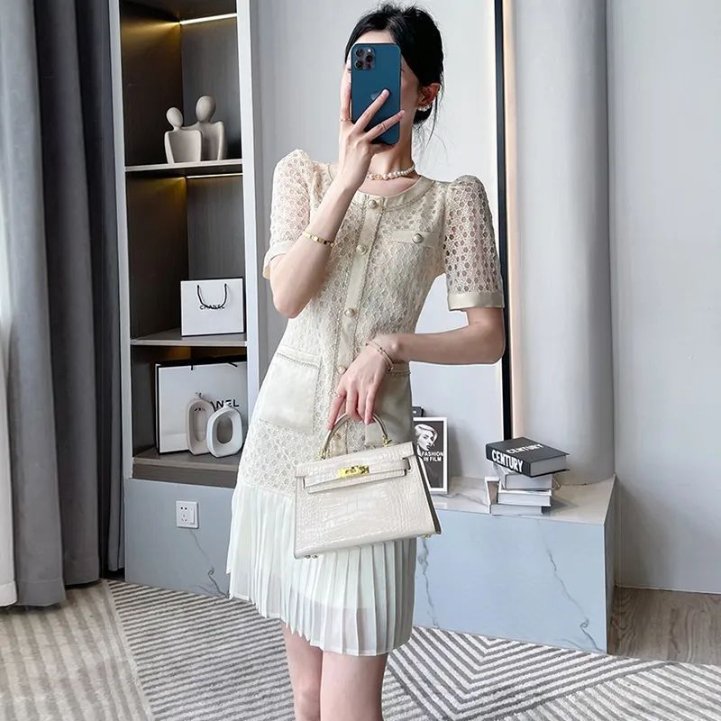 【dress】ファッションツイードデートワンピースG21693