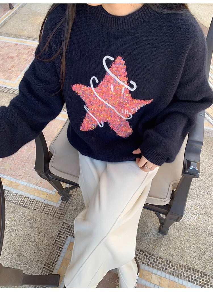 【Tops】3色長袖ニットセーターF8278