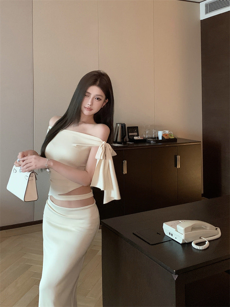 【set】オブリークネックトップス+スカート２点セットG22729