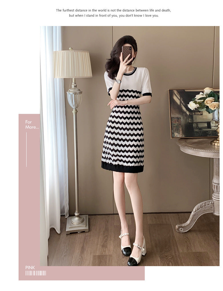 【dress】ストライプ柄ニットワンピースG21717