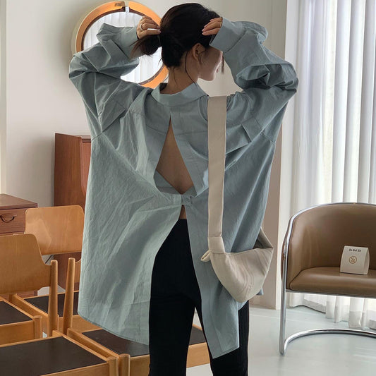 【tops】透かし彫り長袖シャツG23082