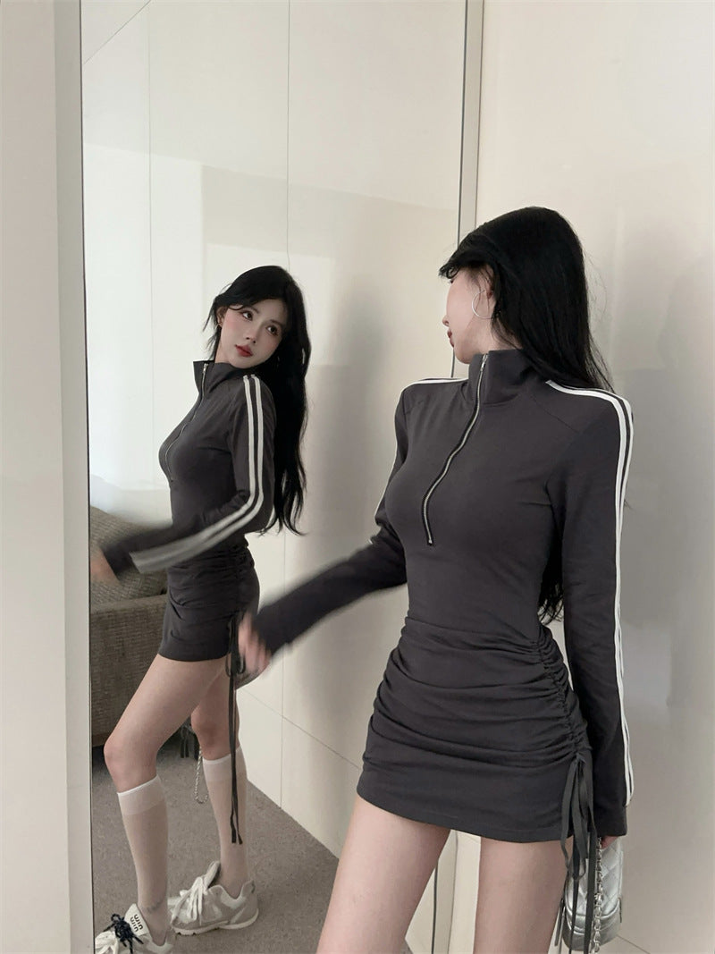 【dress】POLOネック長袖タイトワンピースG24513