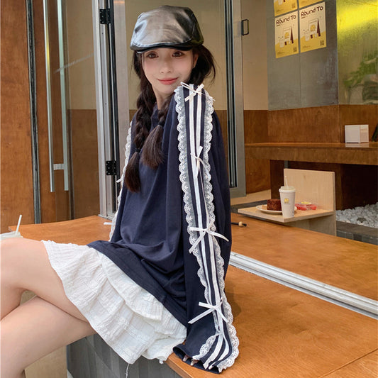 【tops】レースリボン長袖TシャツG23640