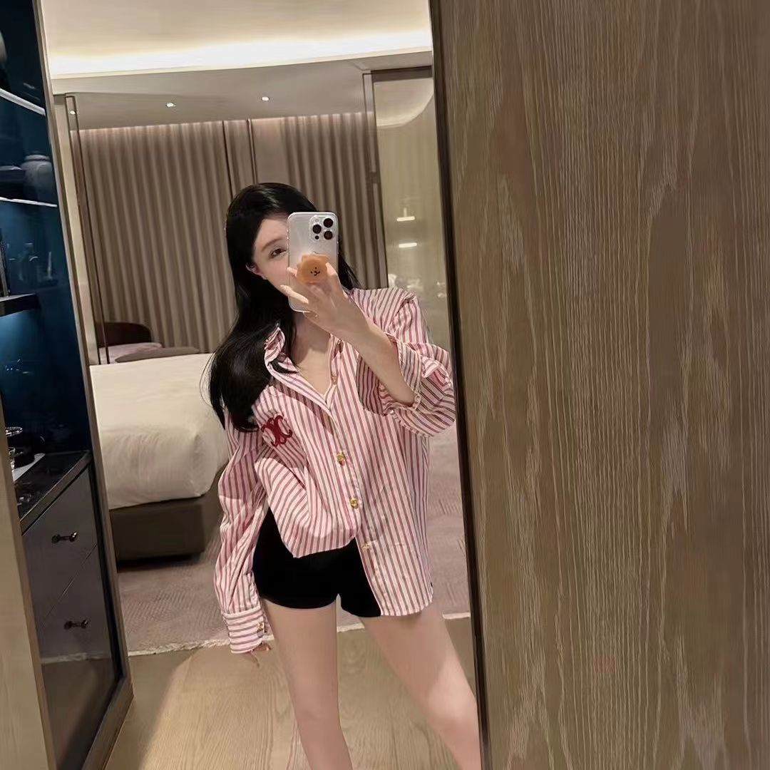 【tops】ストライプ柄長袖シャツG23438