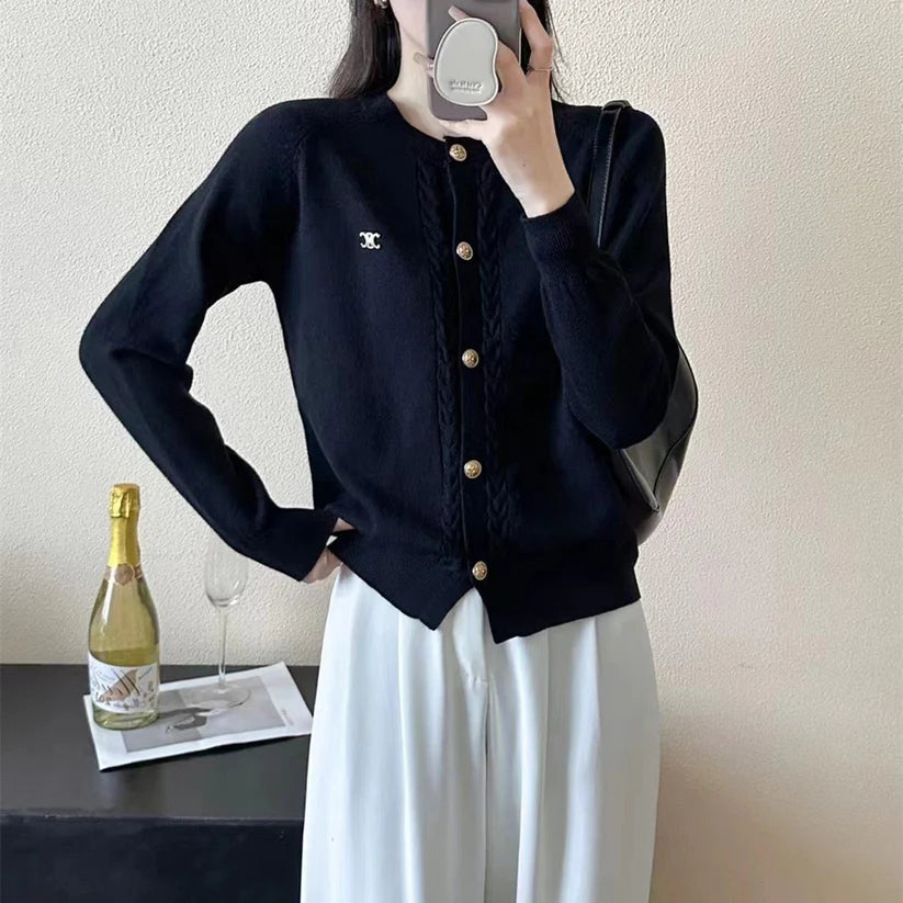 【outer】ラウンドネックニットカーディガンF8468