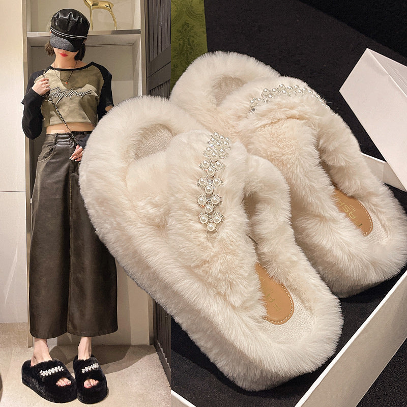 【shoes】3色ファー厚底スリッパF8362