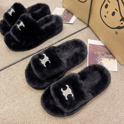 【shoes】3色ファースリッパF8047