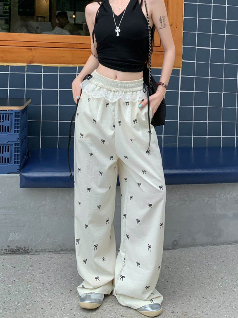 【bottoms】レース切替ガウチョパンツF8281