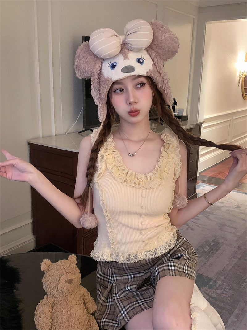 【tops】レースニットキャミソールG22296