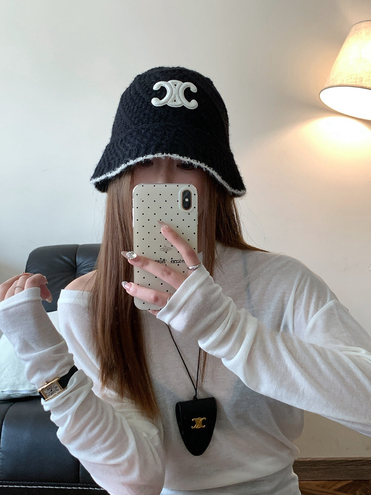 【小物】2色秋冬ニットサファリハットF8395