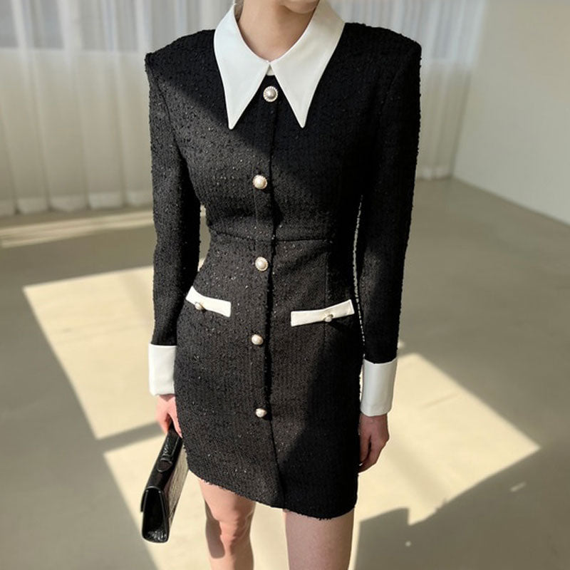 【dress】体型カバー長袖ニットワンピースG23865