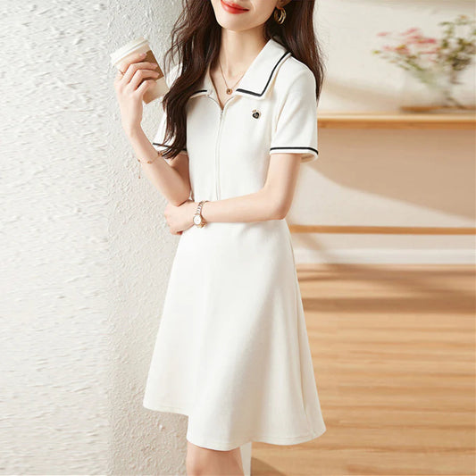 【dress】ファッション折り襟デートワンピースG21935