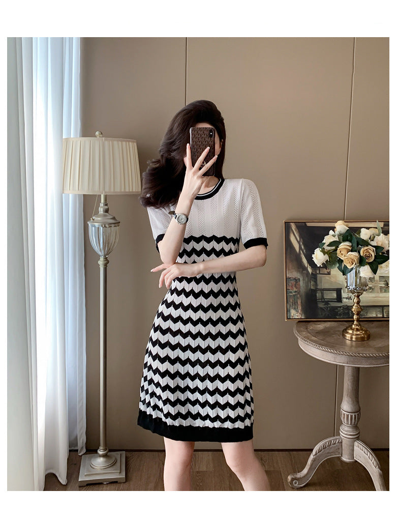 【dress】ストライプ柄ニットワンピースG21717