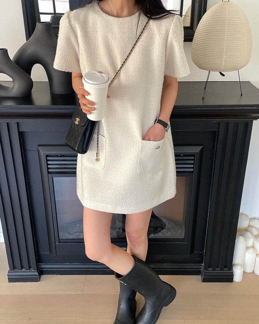 【dress】長袖ギャザーシャツワンピースF7907