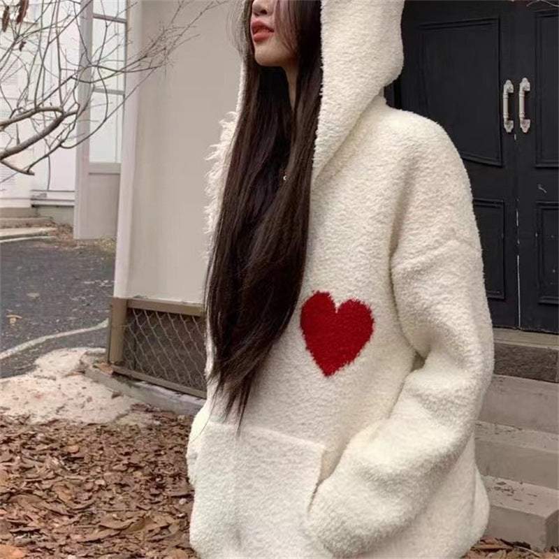 【outer】フード付きニットカーディガンG24487