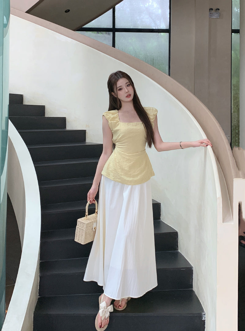 【tops】透かし彫りギャザーブラウスG22053