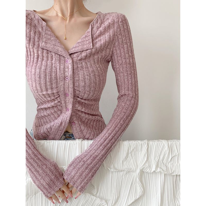 【outer】ラペルニットカーディガンF8419