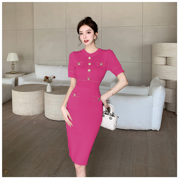 【dress】ラウンドネックニットワンピースG22102