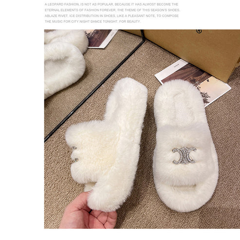 【shoes】3色ファースリッパF8047