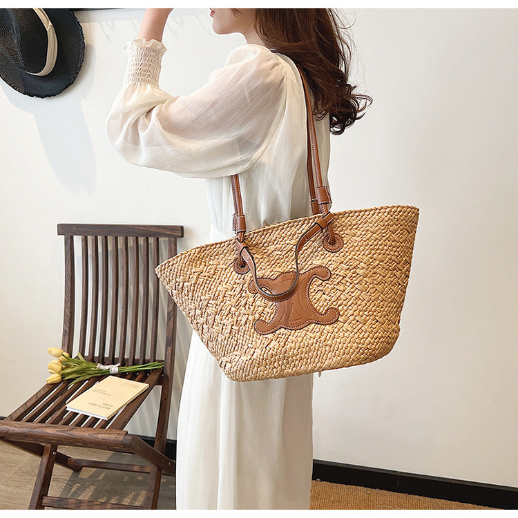 【小物】2色大容量カゴバッグF7833