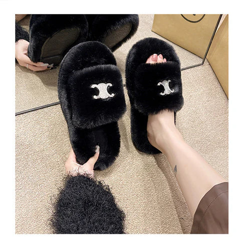 【shoes】3色ファースリッパF8047