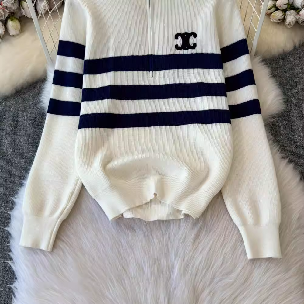 【set】ジップアップハイネックセーター K0131