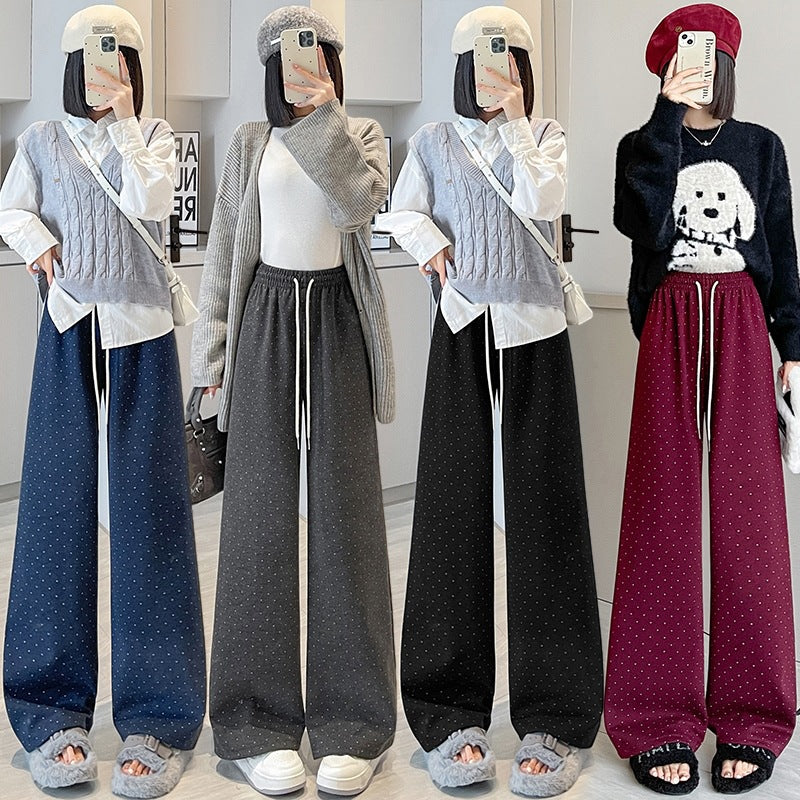 【bottoms】ドット柄秋冬ガウチョパンツG24592