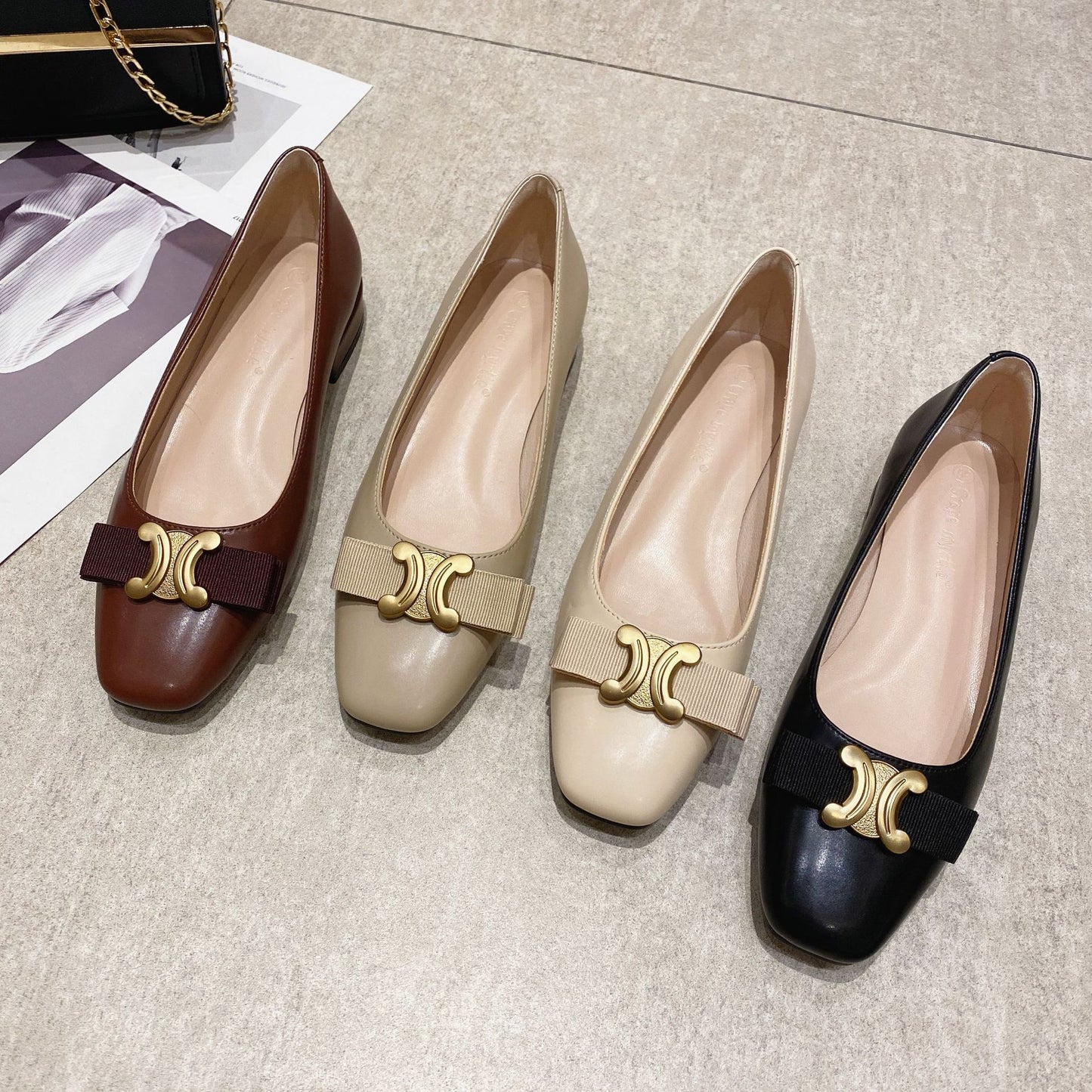 【shoes】スクエアトゥリボンパンプスG23646