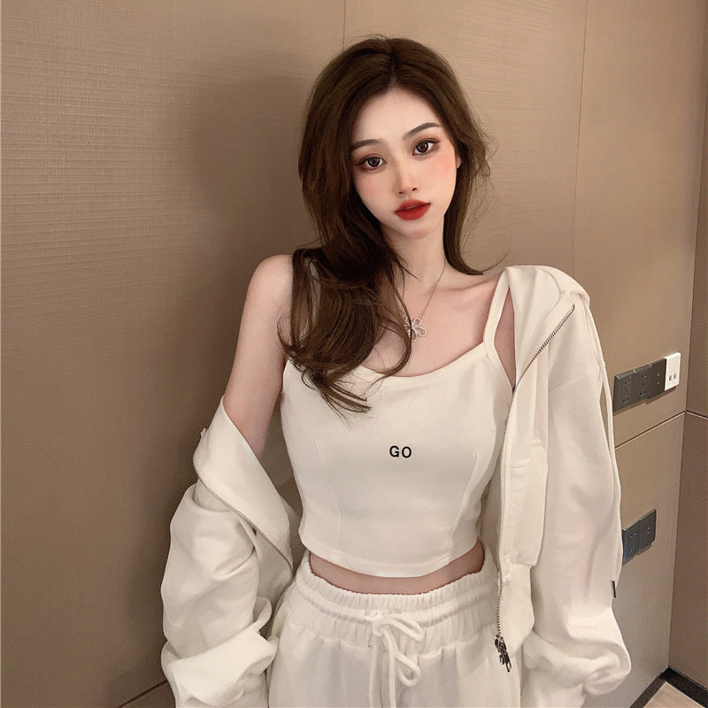 【set】カジュアルアウター+キャミソール+パンツ3点セットF8280