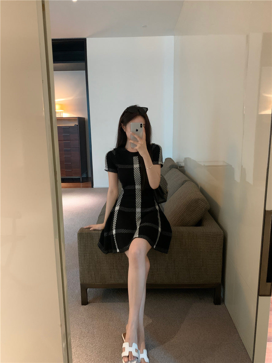 【dress】チェック柄ニットワンピースG21664