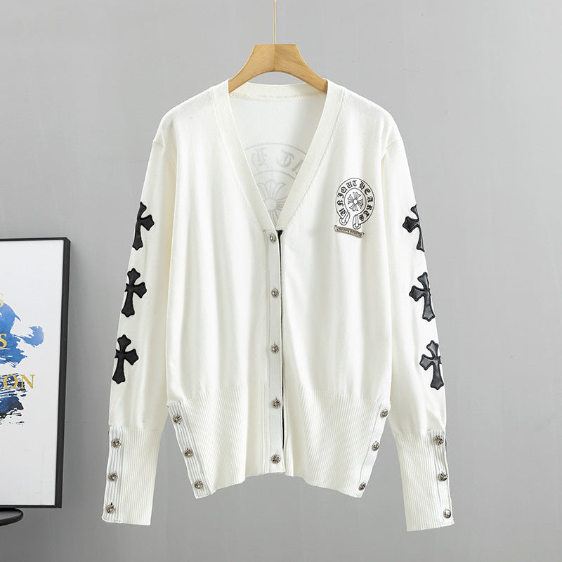 【outer】3色Vネック長袖ニットカーディガンF8244