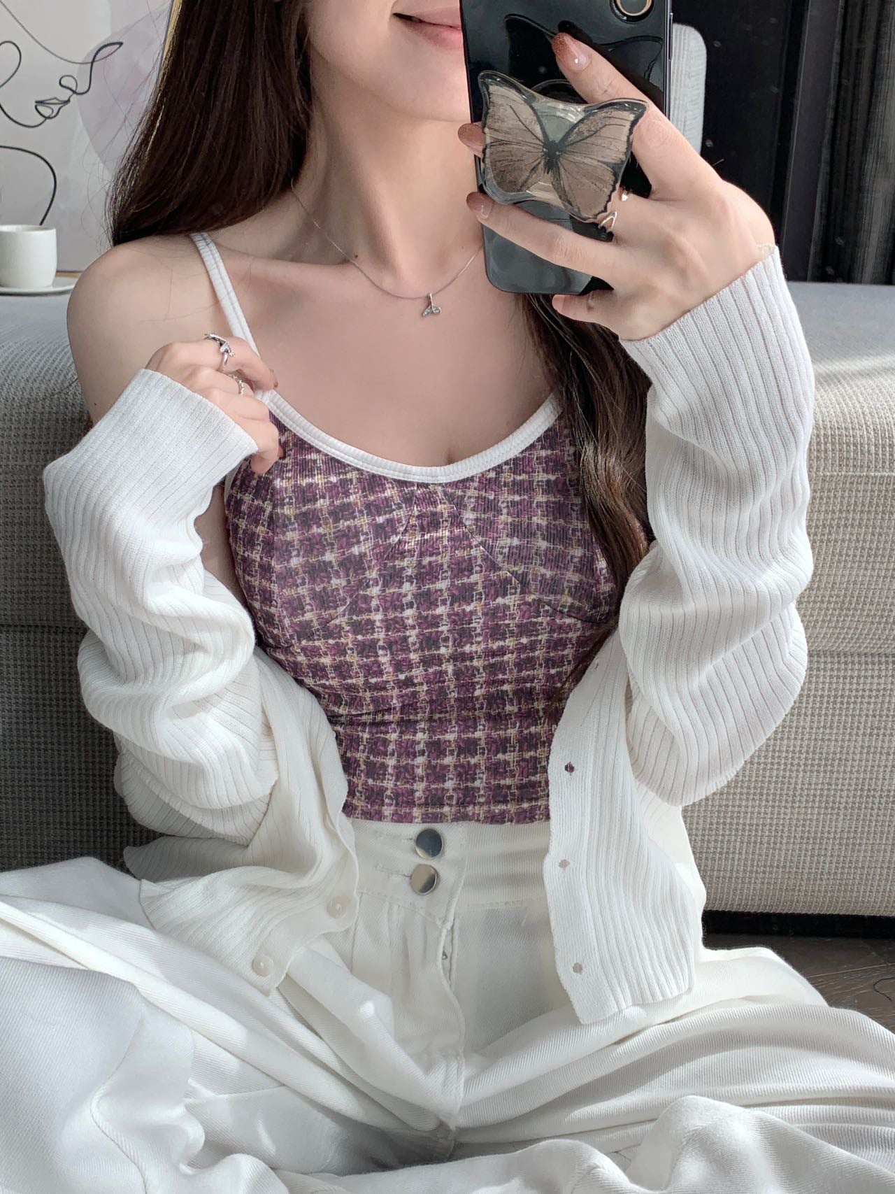 【tops】4色VネックタンクトップF7594