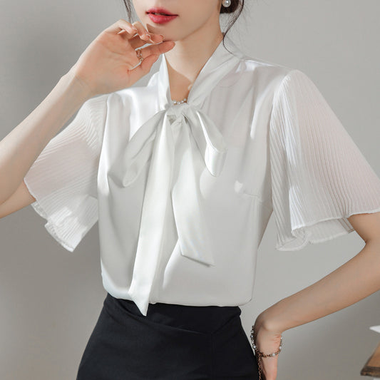 【tops】リボン シフォンブラウスG21928