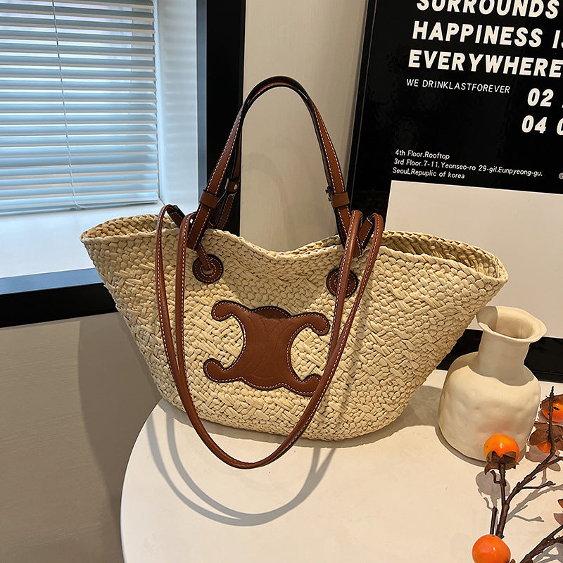 【小物】2色大容量カゴバッグF7833