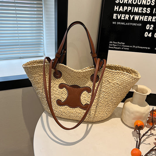 【小物】2色大容量カゴバッグF7833