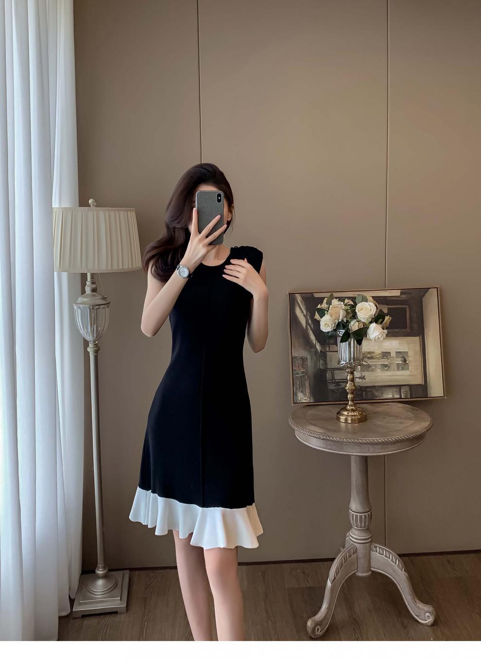 【dress】フリル体型カバーニットワンピースG21827