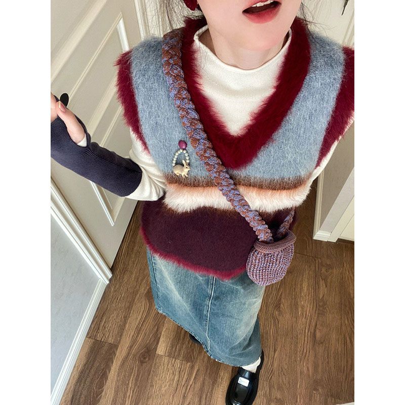 【tops】Vネック秋冬ニットチョッキG24078