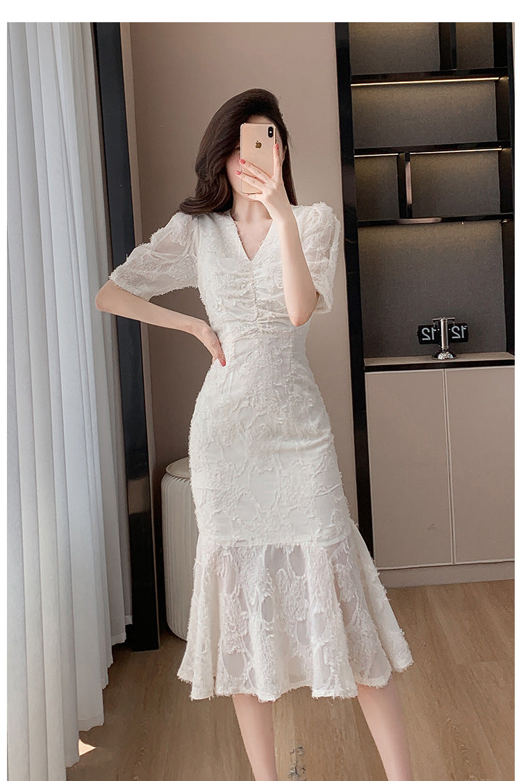 【dress】VネックマーメイドレースワンピースG21962