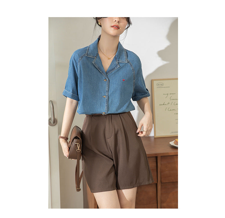 【tops】ファッションデニムブラウスG21947