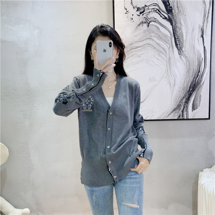 【outer】3色Vネック長袖ニットカーディガンF8244