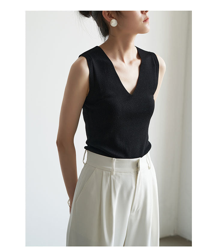 【tops】4色VネックタンクトップF7593