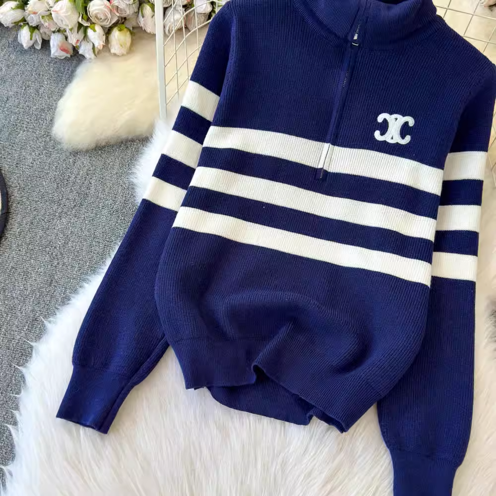 【set】ジップアップハイネックセーター K0131