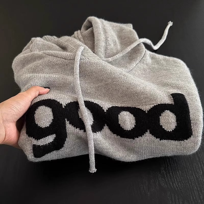 【tops】フード付き長袖ニットセーターF8216